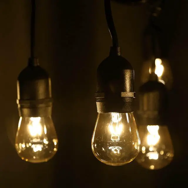 Alt view image 2 of 7 - TORCHSTAR 50ft LED Outdoor String Lights, Extendable Vintage Retro Bulb Lighting, Hanging Light for Festivals, Events, 24 Sockets with Extra 12 Bulbs, Weatherproof Patio Grade, Garden, Balcony
