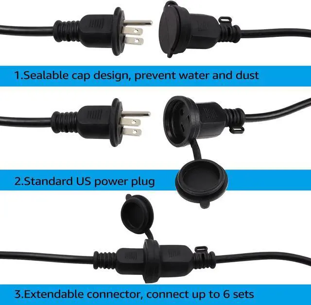 Alt view image 7 of 7 - TORCHSTAR 50ft LED Outdoor String Lights, Extendable Vintage Retro Bulb Lighting, Hanging Light for Festivals, Events, 24 Sockets with Extra 12 Bulbs, Weatherproof Patio Grade, Garden, Balcony