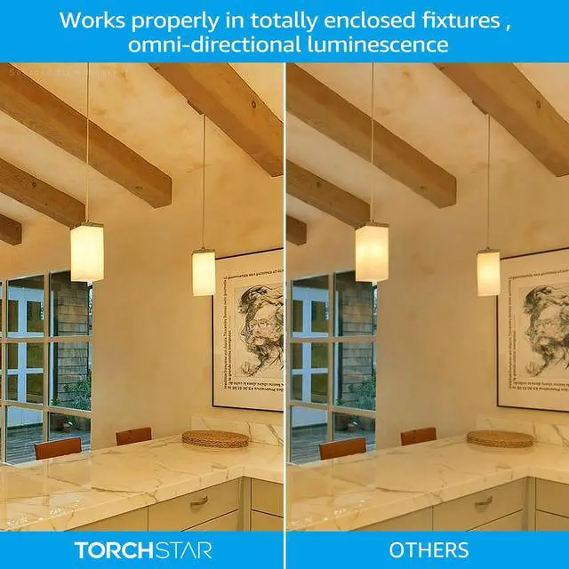 Alt view image 3 of 7 - TORCHSTAR Dimmable LED A19 Light Bulb, 9.5W(60W Eqv.), E26 Base Bulbs, 800lm, 2700K Soft White, UL & Energy Star Listed, for Floor Lamp, Desk Lamp, Ceiling Fan, 3-Year Warranty, Pack of 6