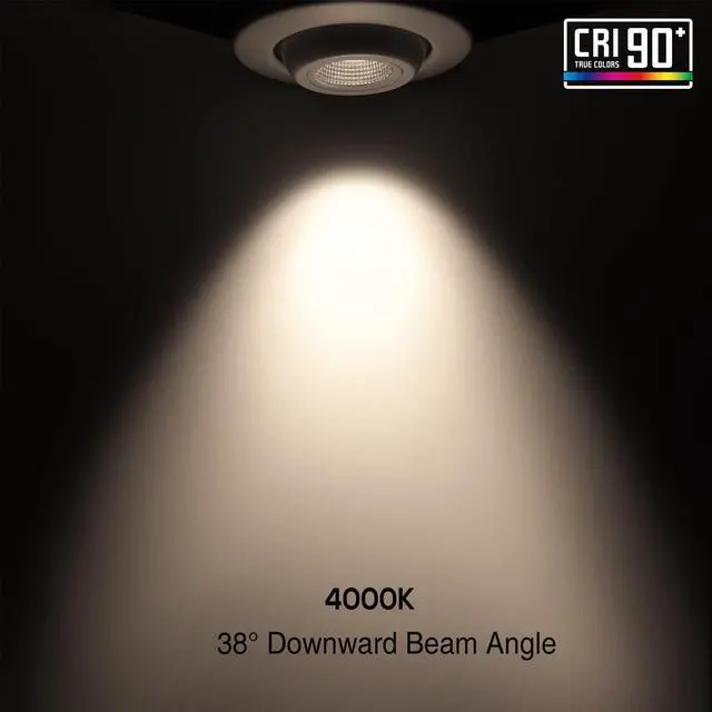 Alt view image 3 of 7 - Sun & Star 8-Pack 4 Inch Dimmable Gimbal LED Recessed Lighting Fixture, Directional Retrofit Downlight, 4000K Cool White, CRI90+, 10W(75W Equiv.) UL-Listed