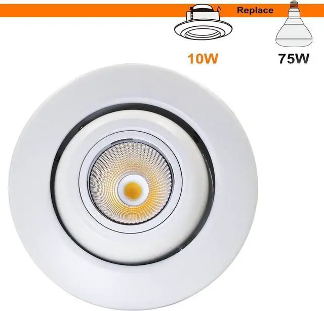 Alt view image 5 of 7 - Sun & Star 8-Pack 4 Inch Dimmable Gimbal LED Recessed Lighting Fixture, Directional Retrofit Downlight, 4000K Cool White, CRI90+, 10W(75W Equiv.) UL-Listed
