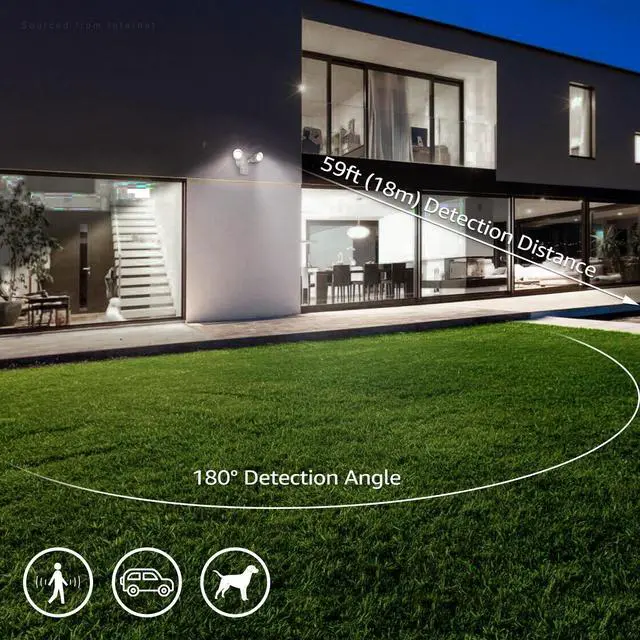 Alt view image 5 of 7 - LEONLITE 3CCT LED Security Light, 3000K/4000K/5000K Selectable, 2500lm, Motion Sensor Flood Light, Dusk to Dawn & Motion Detector 3 Modes, Adjustable 2-Head, 25W(200W Eqv.), Wet Location, ETL, White