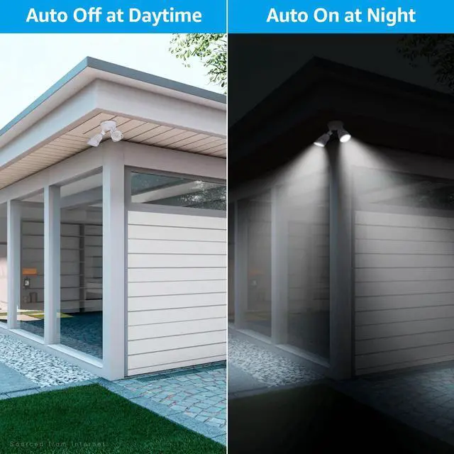 Alt view image 3 of 7 - LEONLITE 3CCT Dusk to Dawn LED Security Light, 3000K/4000K/5000K Selectable, ETL Listed, 2500lm, Adjustable 2-Head Flood Light Outdoor with Photocell, 25W(200W Equiv.), Wet Location, Aluminum, White