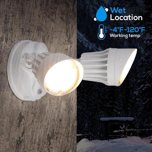 Alt view image 4 of 7 - LEONLITE 3CCT Dusk to Dawn LED Security Light, 3000K/4000K/5000K Selectable, ETL Listed, 2500lm, Adjustable 2-Head Flood Light Outdoor with Photocell, 25W(200W Equiv.), Wet Location, Aluminum, White