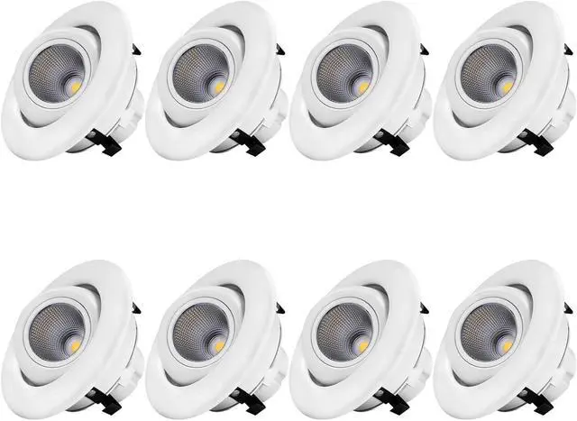 Main image of Sun & Star 8-Pack 4 Inch Dimmable Gimbal LED Recessed Lighting Fixture, Directional Retrofit Downlight, 4000K Cool White, CRI90+, 10W(75W Equiv.) UL-Listed