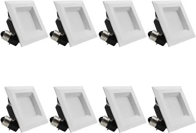 Main image of TORCHSTAR 8-Pack 9W 4 Inch High CRI Dimmable Retrofit LED Square Recessed Lighting Fixture, 60W Equivalent 2700K Warm White UL-Classified Square Recessed Ceiling Light Downlight