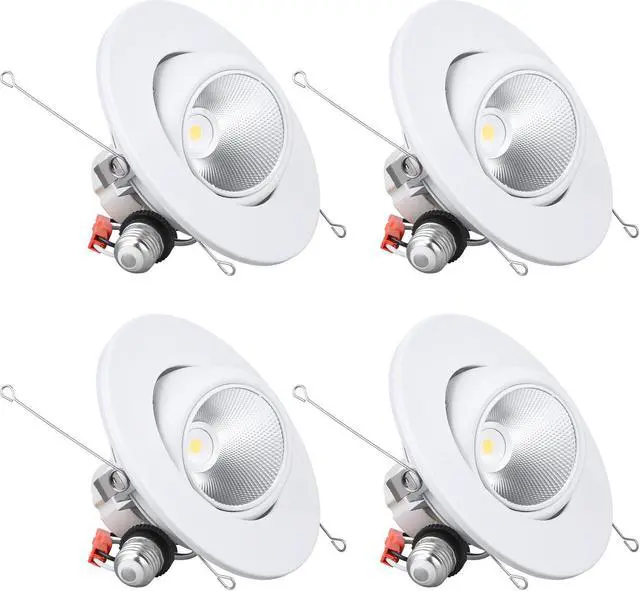 Main image of TORCHSTAR 4-Pack 6" LED Gimbal Recessed Light Dimmable, 12W Swivel Eyeball Downlight, CRI90, ETL Listed, 5000K Daylight