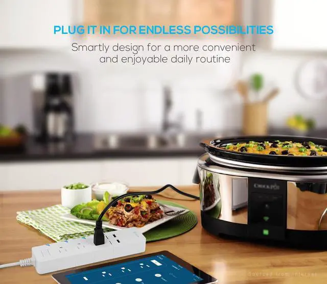 Alt view image 3 of 7 - LITEdge Smart Power Strip, Wi-Fi Accessible 3 AC Outlets 2 USB Ports, Distance Access, 5.6ft Cable Length, Control with App on Phone, Surge Protected, Compatible with Alexa