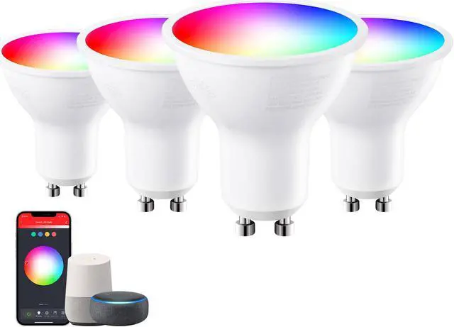 Main image of TORCHSTAR 4 Pack GU10 Smart Spot Light Bulbs, WiFi & Bluetooth, Work with Alexa Echo Google Home Assistant Siri, 2000K-5000K RGBCW Full Color Changing Track Light Bulbs, 50W Equivalent, E26 Base