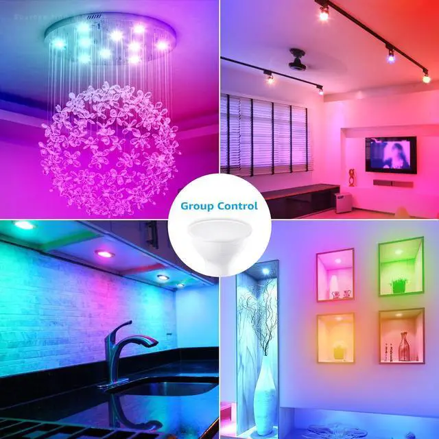 Alt view image 7 of 7 - TORCHSTAR 4 Pack GU10 Smart Spot Light Bulbs, WiFi & Bluetooth, Work with Alexa Echo Google Home Assistant Siri, 2000K-5000K RGBCW Full Color Changing Track Light Bulbs, 50W Equivalent, E26 Base