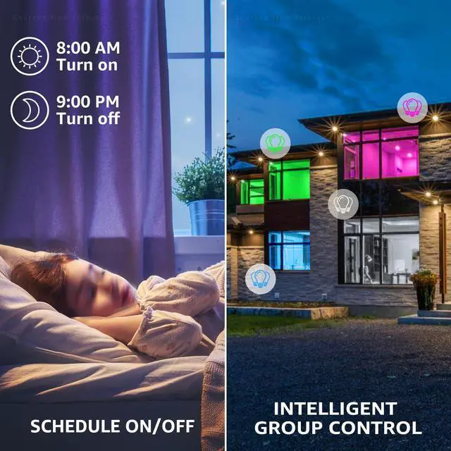 Alt view image 6 of 7 - TORCHSTAR 4 Pack A19 Smart LED Light Bulbs, WiFi & Bluetooth, 60W Equiv, E26 Base, Works with Alexa Echo Google Home Assistant Siri for Indoors, 2000K-5000K RGBCW Full Color Changing Smart Bulb