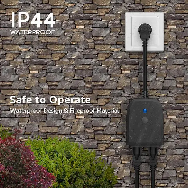 Alt view image 3 of 6 - LITEdge 2 Pack Waterproof Smart Plug, 2-in-1 Outdoor WiFi Plug Power Outlet, Compatible with Google Home & Alexa, APP Wireless Remote Control Smart Outlet Socket