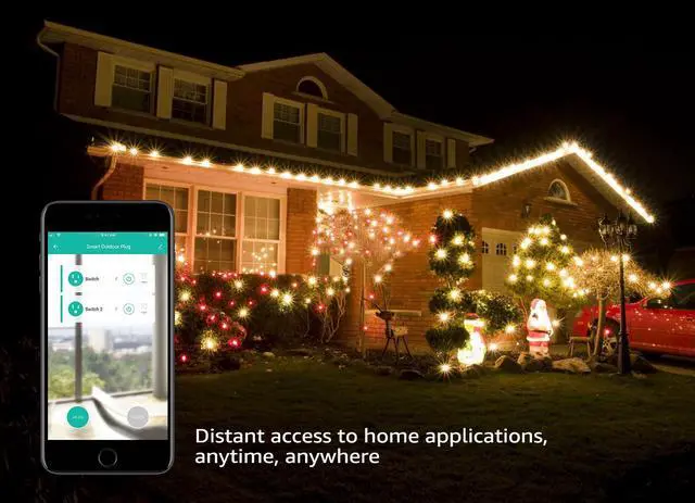 Alt view image 4 of 6 - LITEdge 2 Pack Waterproof Smart Plug, 2-in-1 Outdoor WiFi Plug Power Outlet, Compatible with Google Home & Alexa, APP Wireless Remote Control Smart Outlet Socket