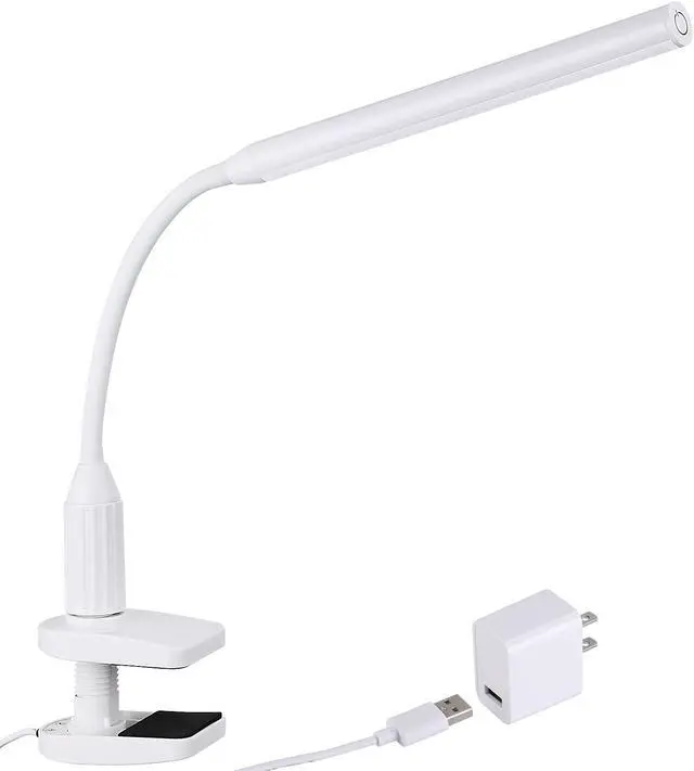 Main image of TORCHSTAR 5W Dimmable Flexible Study Clamp Desk Lamp with 26 LEDs, USB Powered Eye-Care Touch Sensitive Light, Memory Function, 4000K Cool White, ETL-Listed Power Adapter, 30,000hrs Lifespan, White