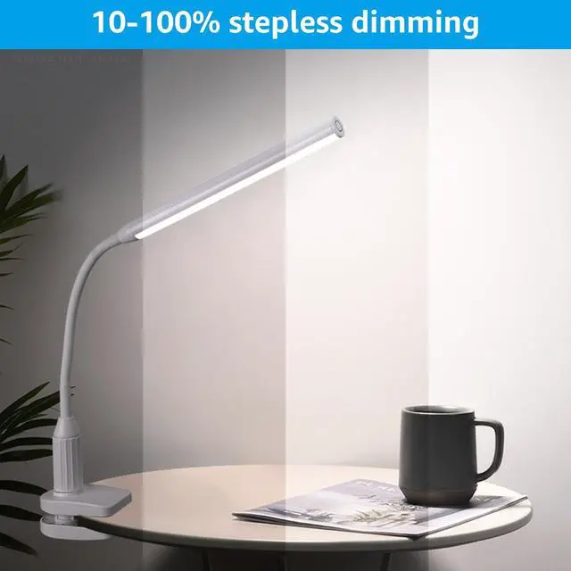 Alt view image 2 of 7 - TORCHSTAR 5W Dimmable Flexible Study Clamp Desk Lamp with 26 LEDs, USB Powered Eye-Care Touch Sensitive Light, Memory Function, 4000K Cool White, ETL-Listed Power Adapter, 30,000hrs Lifespan, White