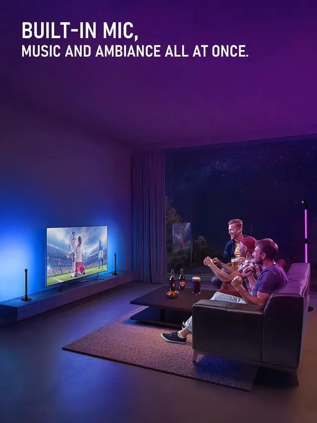 Alt view image 5 of 7 - LEONLITE LED Floor Lamp with Spotlight, 360° RGBW Floor Tree Light with Music Sync, Remote Control, Corner Available