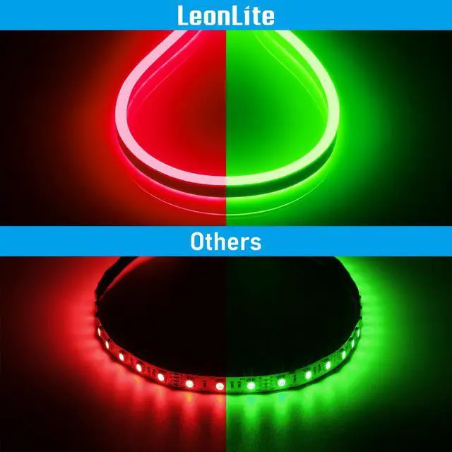 Alt view image 2 of 7 - LEONLITE 50FT RGB LED Neon Rope Lights Outdoor, IP67 Waterproof, AC 120V Neon LED Strip Lights, UL Plug&Play, ETL Listed Neon Lights String, Multicolor Light
