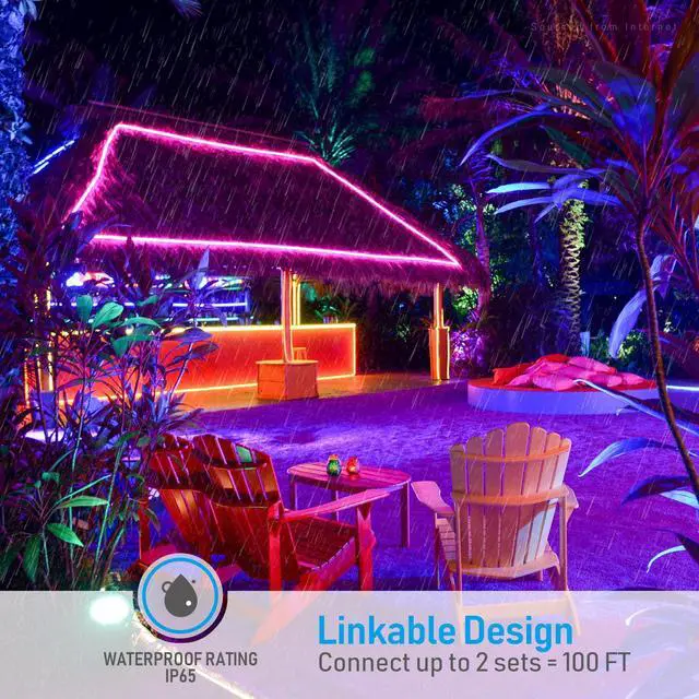 Alt view image 6 of 7 - LEONLITE 50FT RGB LED Neon Rope Lights Outdoor, IP67 Waterproof, AC 120V Neon LED Strip Lights, UL Plug&Play, ETL Listed Neon Lights String, Multicolor Light