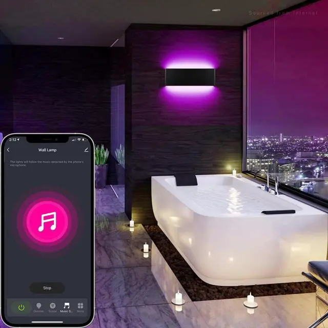 Alt view image 2 of 7 - LEONLITE 15.8IN LED Wall Sconce RGBCW & 5000K-2700K, Dimmable 26W Aluminum Up Down Modern Black,AC 100-265V Indoor & Outdoor IP65 for Bedside Mirror Party Decor, 50,000hrs Lifespan