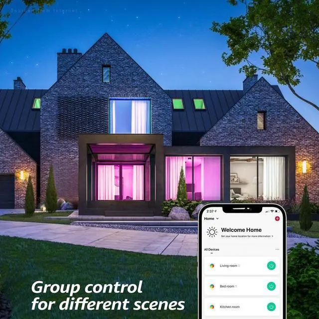 Alt view image 5 of 7 - LEONLITE 15.8IN LED Wall Sconce RGBCW & 5000K-2700K, Dimmable 26W Aluminum Up Down Modern White,AC 100-265V Indoor & Outdoor IP65 for Bedside Mirror Party Decor, 50,000hrs Lifespan