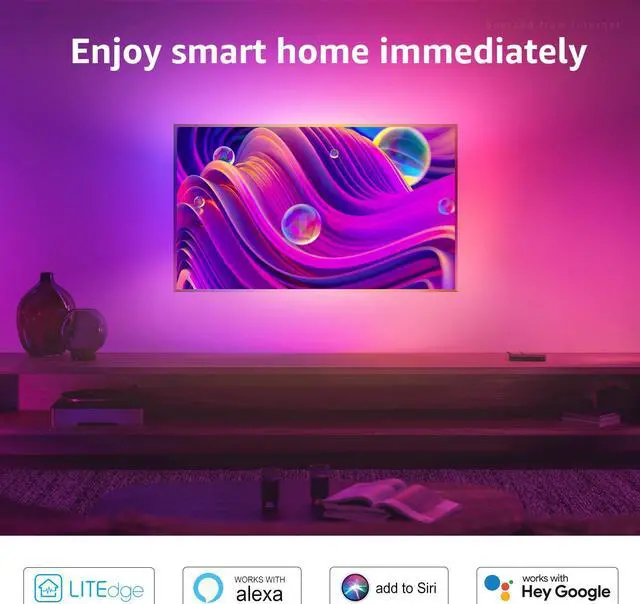 Alt view image 2 of 7 - LEONLITE 31.5" Smart WiFi LED Wall Sconce 30W,100-265V Color Changing, Compatible with Alexa Google Siri, Remote Control, Aluminum, IP65 Waterproof