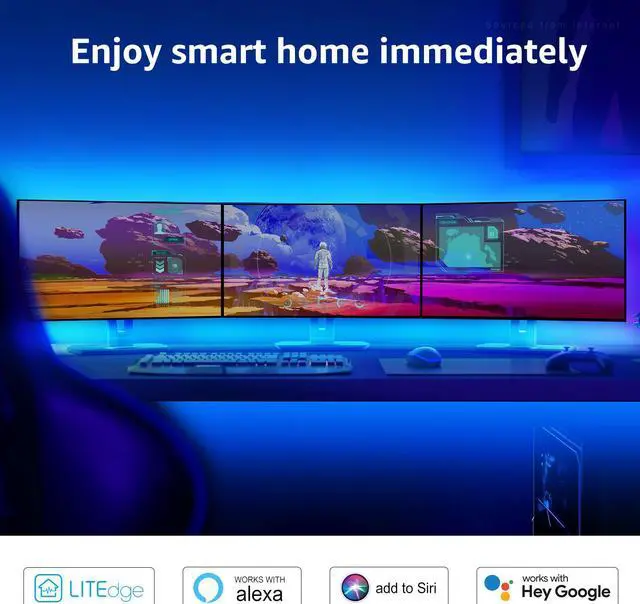 Alt view image 2 of 7 - LEONLITE 47.25" Smart WiFi LED Wall Sconce 45W,100-265V Color Changing, Compatible with Alexa Google Siri, Remote Control, Aluminum, IP65 Waterproof