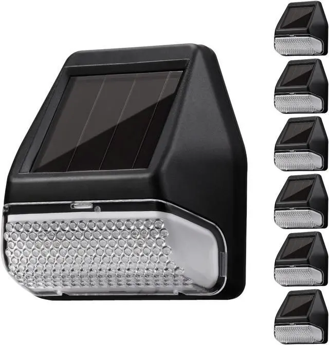 Main image of TORCHSTAR Solar Deck Lights, Dusk-to-Dawn Solar Powered LED Fence Lights, 4000K Cool White, Waterproof Outdoor Step Light, Yard Stair Patio Decoration, Black, Pack of 6