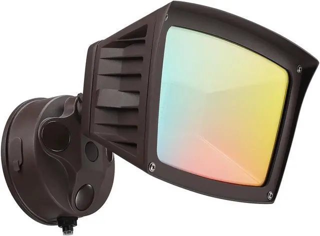 Main image of LEONLITE LED 3CCT Flood Light Dusk to Dawn, 40W Sensor Security Light, 3000K/4000K/5000K Selectable, Adjustable Head, Bronze
