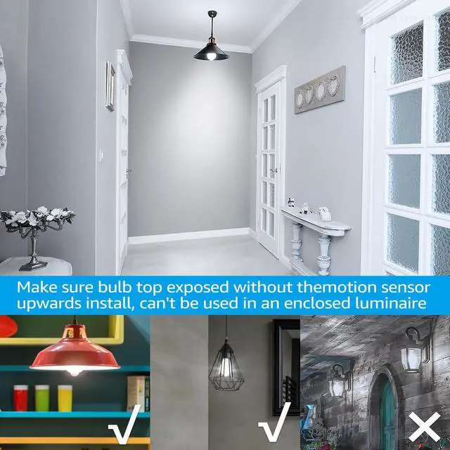 Alt view image 4 of 7 - TORCHSTAR Motion Sensor Light LED Bulbs, 9W, 60W Equivalent, PIR Activated, Auto On/Off, UL Listed, E26 Base, 6000K Pure White, Motion Detector Lighting for Garage, Hallway, Front Door, Pack of 6