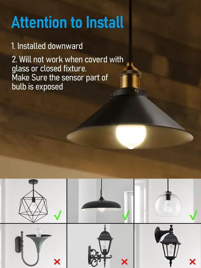 Alt view image 3 of 7 - TORCHSTAR 6 Pack A19 LED Motion Sensor Light Bulb, 9W, 900LM, E26 Base, UL Listed, 3000K Warm White
