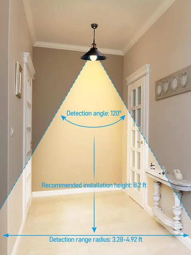 Alt view image 4 of 7 - TORCHSTAR 6 Pack A19 LED Motion Sensor Light Bulb, 9W, 900LM, E26 Base, UL Listed, 3000K Warm White