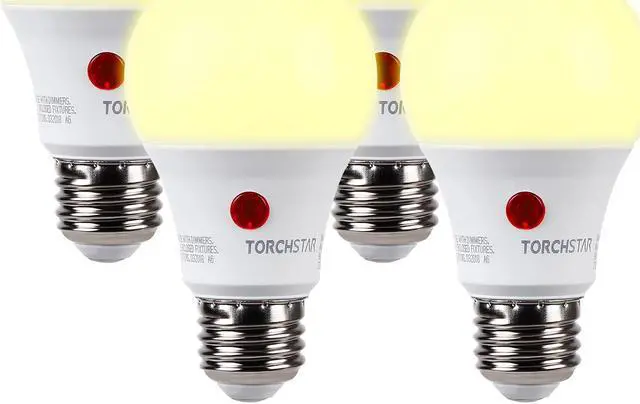 Main image of TORCHSTAR LED Dusk to Dawn Light Bulbs Outdoor, Light Sensor A19 LED Bulb, 9W (60W Eqv.), 800lm, 2700K Soft White, UL-listed, Auto On/Off Photocell, for Porch, Front Door, Pack of 4