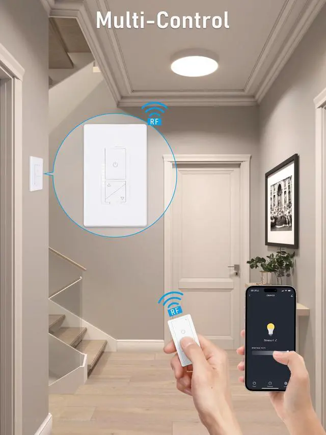 Alt view image 7 of 7 - TORCHSTAR Smart Dimmer Wall Switch, Works with Siri, Google Assistant, Remote& Voice Control, APP Control, No Hub Required, Single Pole or 3 Way , ETL listed