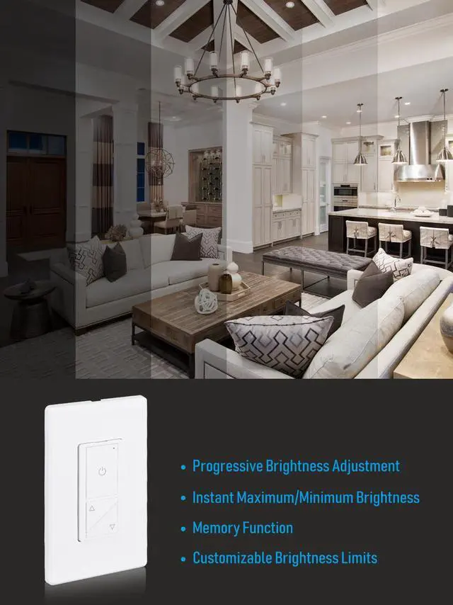 Alt view image 2 of 7 - TORCHSTAR 120V Dimmer Switch, Wireless Light Switch and Receiver Kit, No in-Wall Wiring Required, Remote Control for Ceiling Lights, Fans, Lamps, 100 Ft RF Range, ETL listed