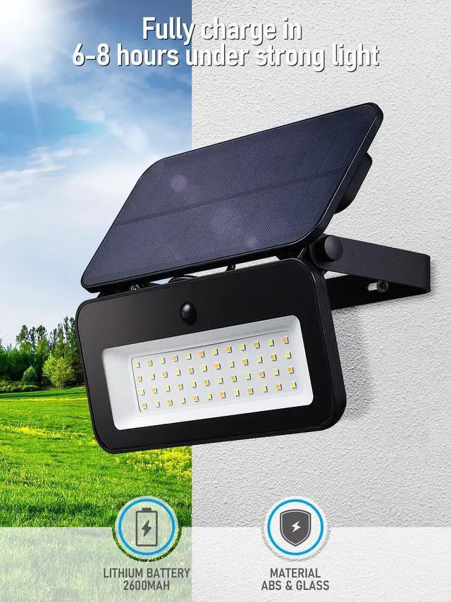 Alt view image 2 of 7 - TORCHSTAR 2 Pack 3CCT Solar Flood Lights with Motion Sensor, Dimmable, Outside Security Lights, Adjustable Head, IP65 Waterproof, Black