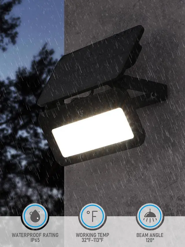 Alt view image 6 of 7 - TORCHSTAR 2 Pack 3CCT Solar Flood Lights with Motion Sensor, Dimmable, Outside Security Lights, Adjustable Head, IP65 Waterproof, Black