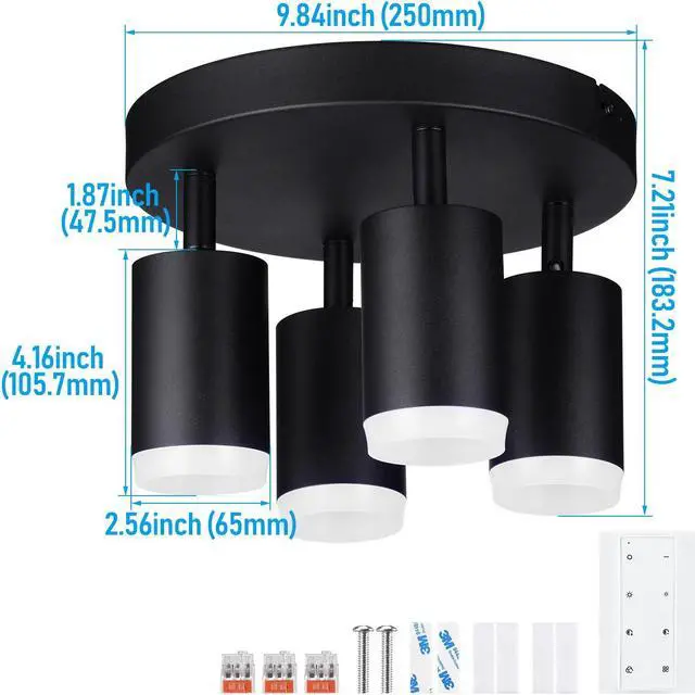 Alt view image 7 of 7 - LEONLITE LED Smart Ceiling Spotlights, 2.4G WiFi & Bluetooth RGB Directional Dimmable Ceiling Light, APP Voice Control, 16 Million Colors, CRI90
