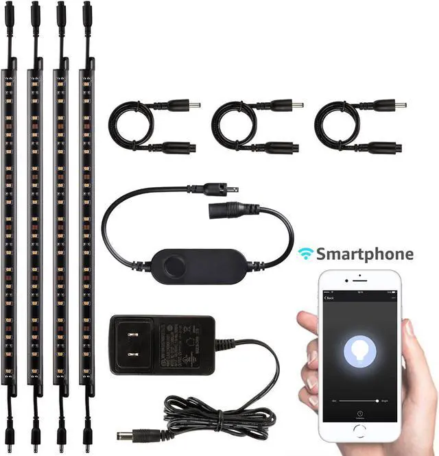 Main image of TORCHSTAR Smart LED Light Bar Kit, Work with Alexa, 4 Linkable Light Bar, Smart Phone Control, 6W 12V, 3000K Warm White, UL Adapter for Under Cabinet, Under Counter, Gun Safe, Closet, Shelf, 4Pcs