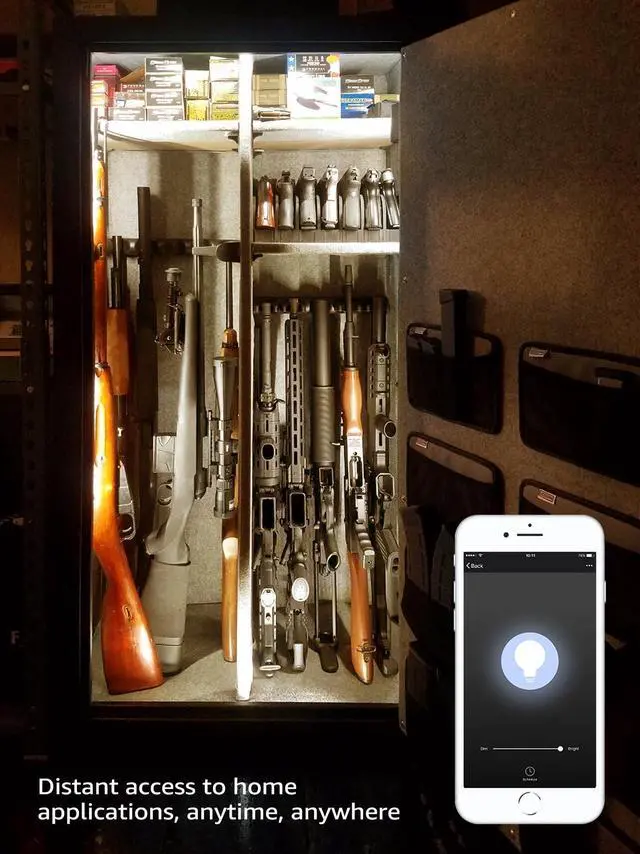Alt view image 4 of 7 - TORCHSTAR Smart LED Light Bar Kit, Work with Alexa, 4 Linkable Light Bar, Smart Phone Control, 6W 12V, 3000K Warm White, UL Adapter for Under Cabinet, Under Counter, Gun Safe, Closet, Shelf, 4Pcs