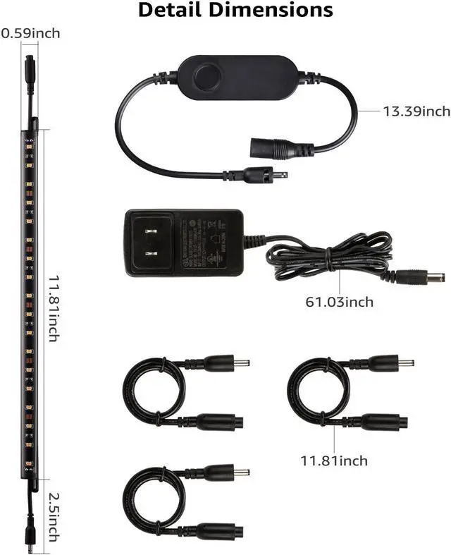 Alt view image 7 of 7 - TORCHSTAR Smart LED Light Bar Kit, Work with Alexa, 4 Linkable Light Bar, Smart Phone Control, 6W 12V, 3000K Warm White, UL Adapter for Under Cabinet, Under Counter, Gun Safe, Closet, Shelf, 4Pcs