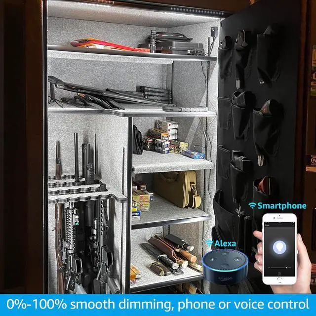 Alt view image 3 of 7 - TORCHSTAR Smart LED Light Bar Kit, Work with Alexa, 4 Linkable Light Bar, Smart Phone Control, 6W 12V, 5000K Daylight, UL Adapter for Under Cabinet, Under Counter, Gun Safe, Closet, Shelf, 4Pcs