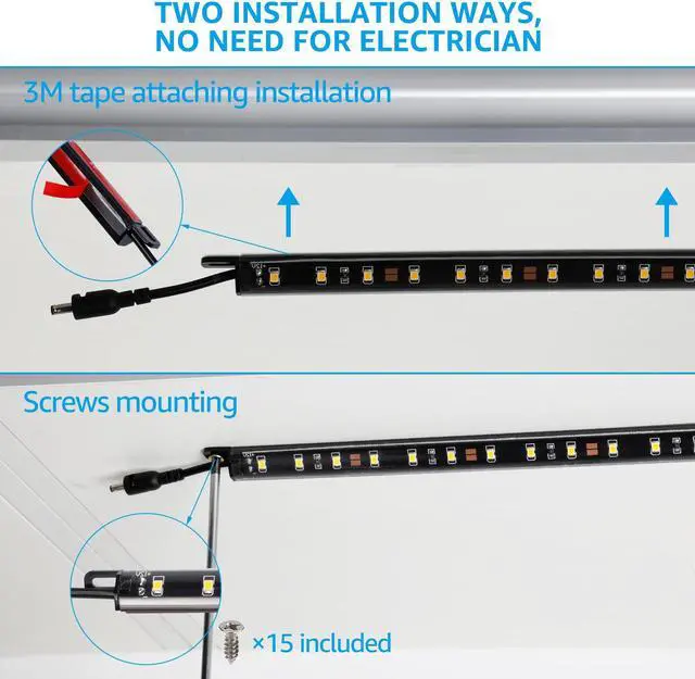 Alt view image 5 of 7 - TORCHSTAR Smart LED Light Bar Kit, Work with Alexa, 4 Linkable Light Bar, Smart Phone Control, 6W 12V, 5000K Daylight, UL Adapter for Under Cabinet, Under Counter, Gun Safe, Closet, Shelf, 4Pcs