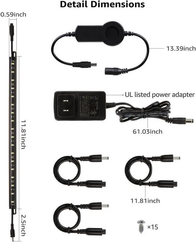 Alt view image 5 of 7 - TORCHSTAR Smart LED Light Bar Kit, Work with Alexa, 6 Linkable Light Bars, Smart Phone Control, 9W 12V, 3000K Warm White, UL Adapter for Under Cabinet, Under Counter, Gun Safe, Closet, Shelf, 6Pcs