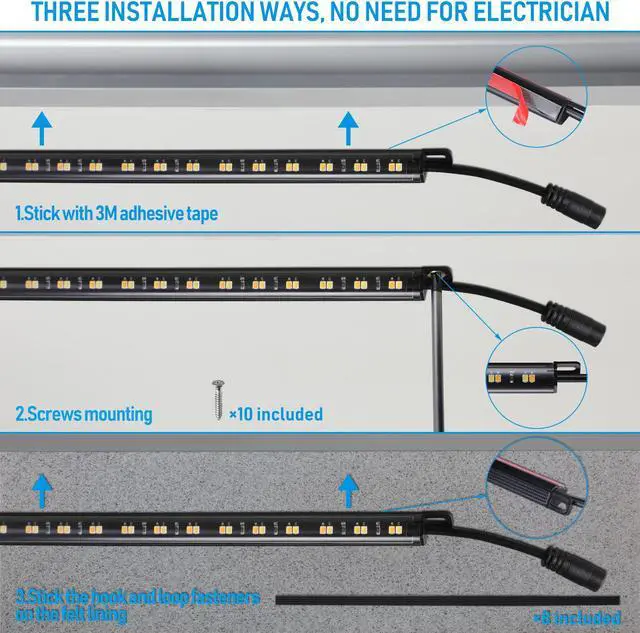 Alt view image 4 of 7 - TORCHSTAR LED (4) 12" Linkable Light Bars, Safe Lighting Kit 3CCT Motion Sensor Under Cabinet lights, 3000K/4000K/5000K Selectable, 600LM Safe Light Kit for Gun Safe Locker Closet