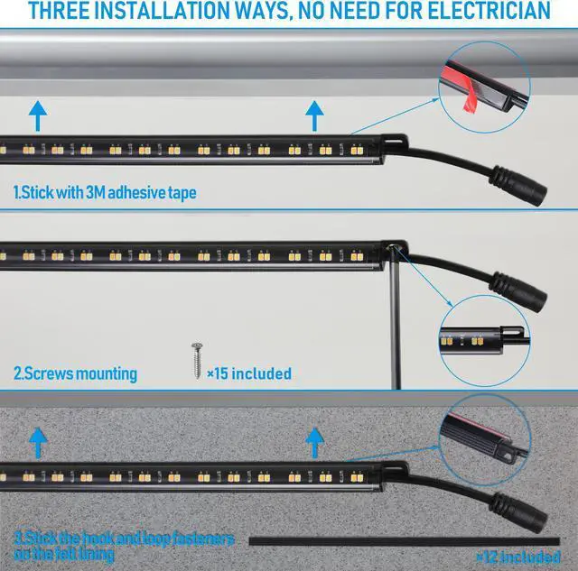 Alt view image 4 of 7 - TORCHSTAR LED Safe Lighting Kit 3CCT, (6) 12" Linkable Light Bars, Motion Sensor, 3000K/4000K/5000K Selectable, Safe Light Kit for Gun Safe Under Cabinet Locker Closet