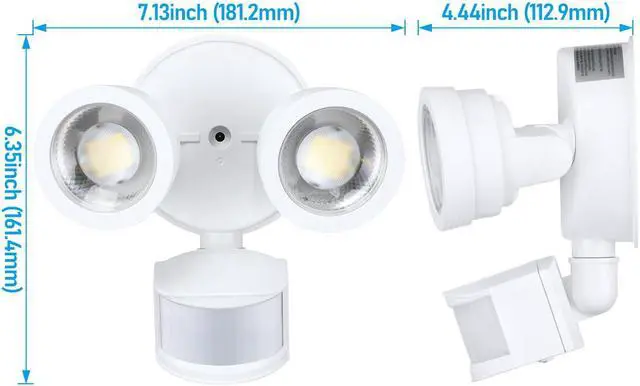 Alt view image 6 of 7 - LED Security Light, Motion Sensoring, Dusk to Dawn, 30°-80° Beam Angle, White