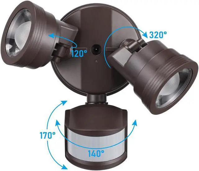 Alt view image 6 of 7 - LED Security Light, Motion Sensoring, Dusk to Dawn, 30°-80° Beam Angle, Bronze