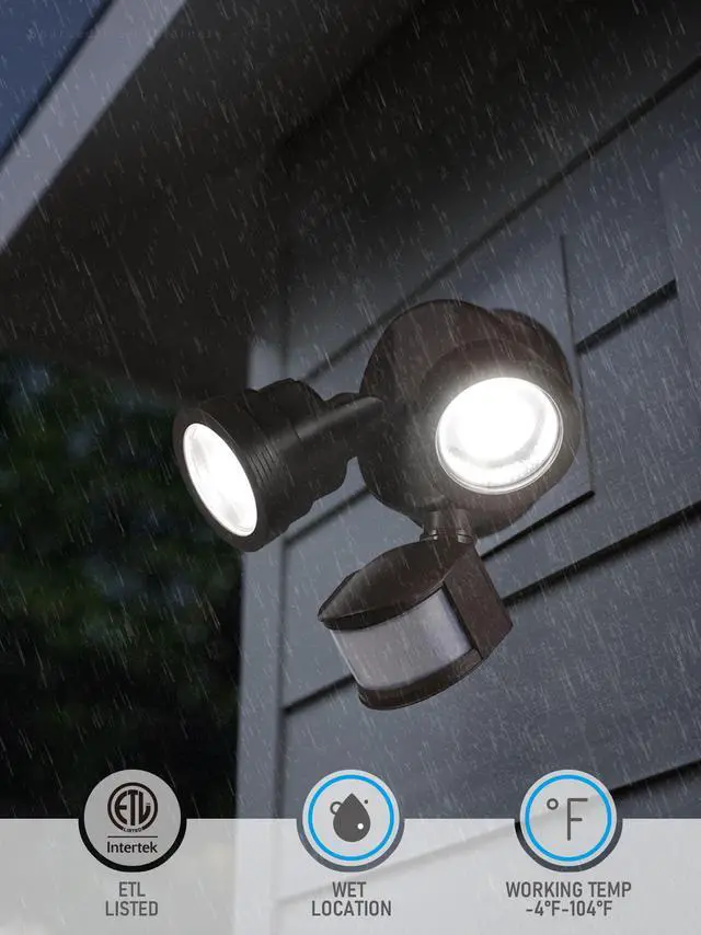 Alt view image 7 of 7 - LED Security Light, Motion Sensoring, Dusk to Dawn, 30°-80° Beam Angle, Bronze