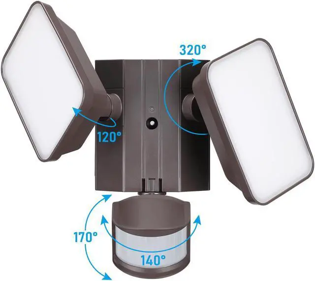 Alt view image 5 of 7 - LED Security Light with GFCI Outlets& Motion Sensor, Dusk to Dawn, 5000K Daylight, Bronze