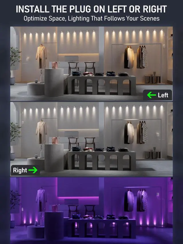 Alt view image 3 of 7 - 33ft LED Smart String Light, RGBCWIC Commercial Ambiance Light Fixture